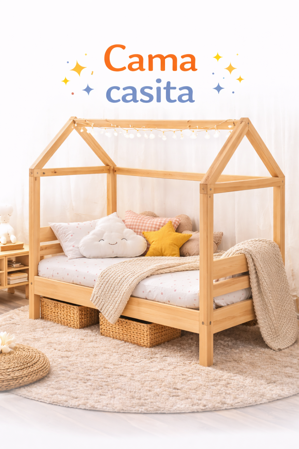 Cama casita a ras de suelo para niños