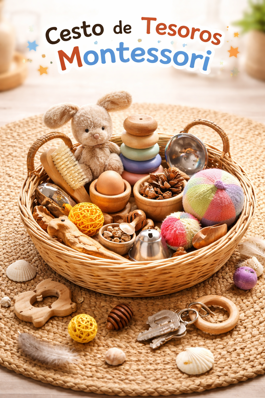 Cesto de tesoros con Juguetes Montessori