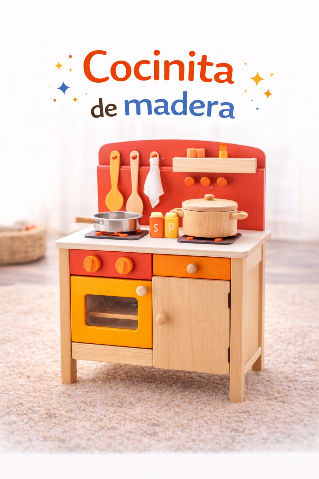 Cocinita infantil de madera blanca