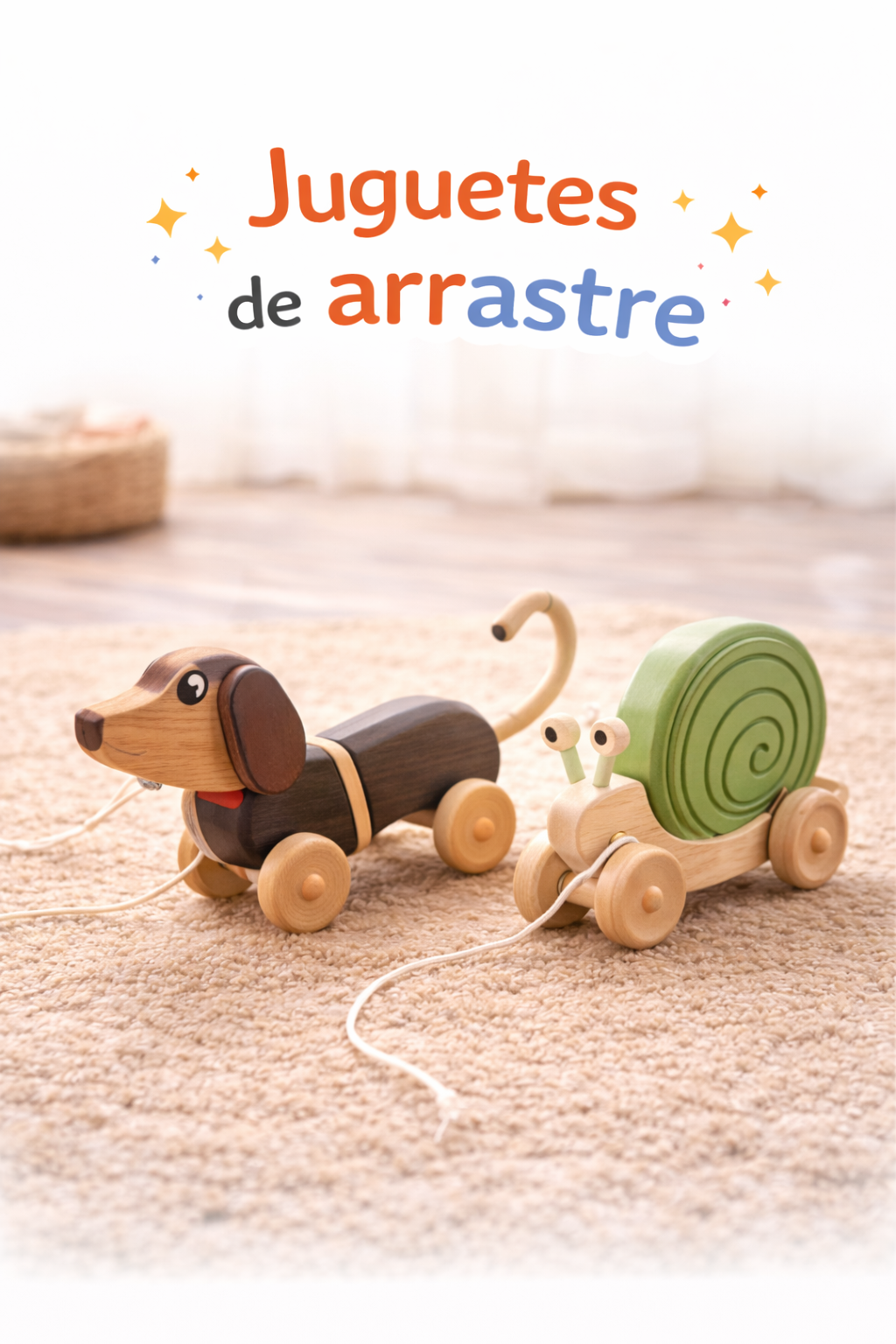 Animal de madera con ruedas