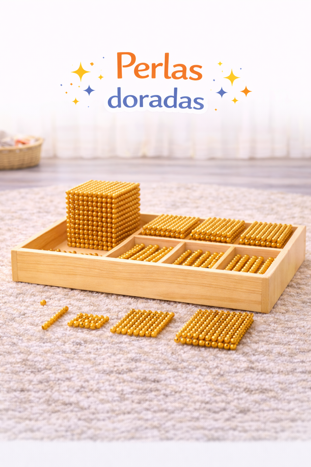 Sistema decimal con perlas doradas