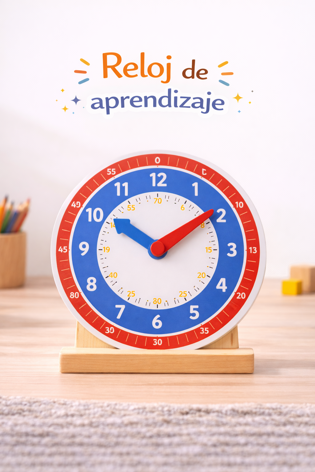 Reloj educativo de madera para niños