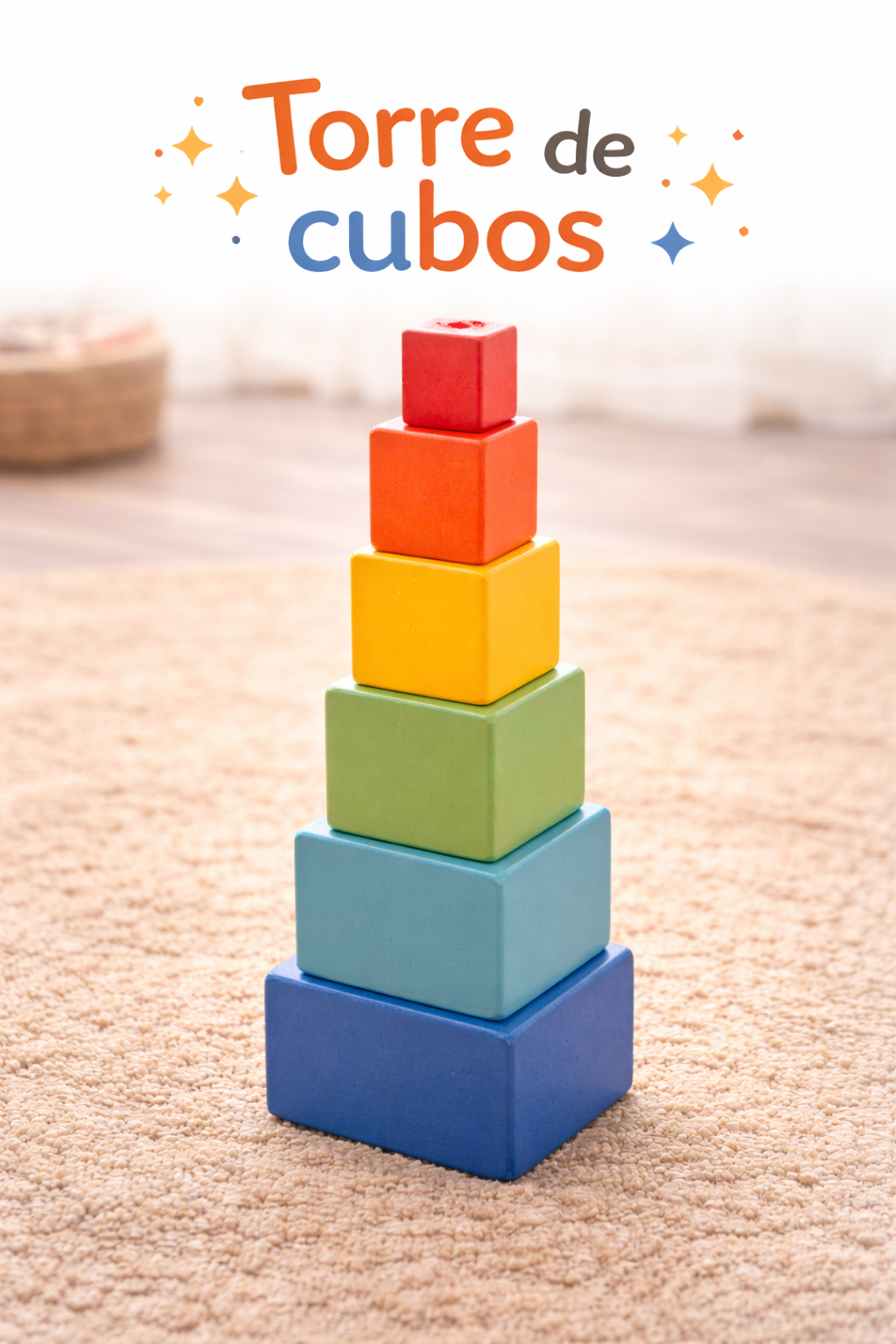 Torre de cubos apilables tipo Montessori